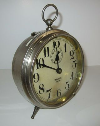 Antique Westclox Big Ben Peg Legs Alarm Clock Nickle Plated (Store 2) 3
