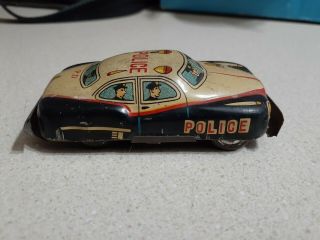 Vintage Friction Tin Police Car Made In Japan