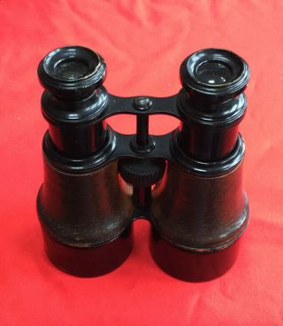 Vintage Binoculars (? WW1 Era) With Leather Covering And Case 2
