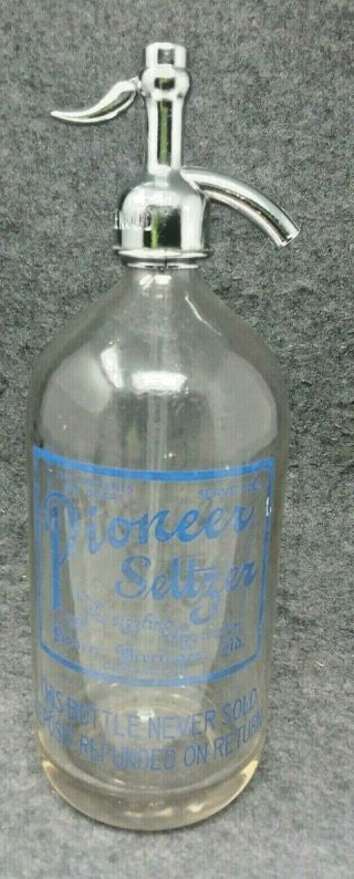Antique Pioneer Beverages Ltd.  Clear Seltzer Siphon Bottle Oakland California