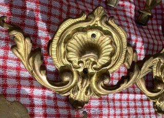 Antique Cast Brass Curtain Rod Adornments (4 X Centrepieces) & (8 X Finials)
