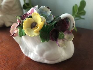 Vintage Capidomonte Swan Denton England Flowers Porcelain Read