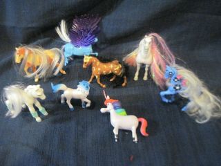 Vintage Plastic Horses Fantasy Fillies Pegasus Unicorns Approx 3 - 5 " Htf