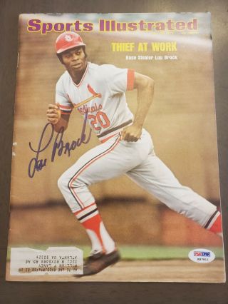 Lou Brock Cardinals Autographed Signed Sports Illustrated Authenticated