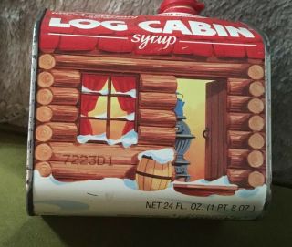 Vintage Log Cabin Syrup Collectors Tin Container 100th Anniversary 1987 Metal
