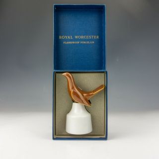 Vintage Royal Worcester Porcelain - Brown Bird Formed Pie Funnel - Boxed
