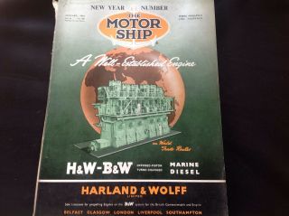 Vintage 1961 The Motor Ship Builders H&w B&w Turbo Charged