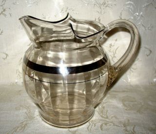 Antique Sterling Silver Overlay On Faceted Clear Glass Pitcher,  Simply Gorgeous