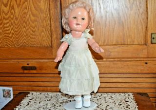 Vintage Ideal Shirley Temple Doll Composition 13 " Blonde Hair Sleep Eyes Clothes