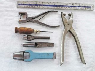 Vintage Leatherworking Tools,  Punches,  Awls,  Eyleet Setter,  Belt Punch,  Old Tool