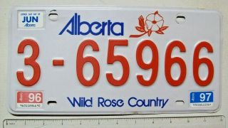1996 1997 Alberta " Wild Rose Country " Commercial License Plate 3 - 65966