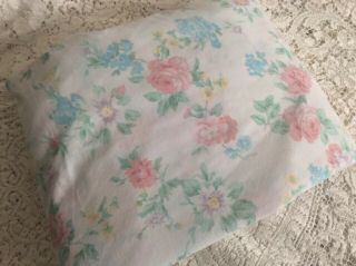 Vintage Jc Penney Twin Xl Fitted Sheet White Pink Blue Roses 9” Pockets