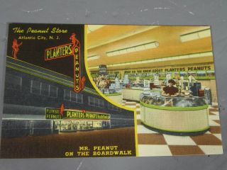Atlantic City Jersey Nj 1940s Planters Peanut Store Vintage Linen Postcard