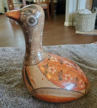 Vintage Tonala Mexican Ceramic Pottery Hand - Painted Duck