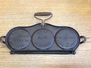 Antique Cast Iron Home Griddle No 3,  Pat 1884 Highland Foundry Boston