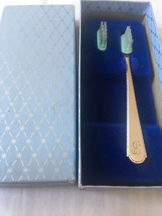 Vintage Solid Sterling Silver 925 Baby B Toothbrush Case Christening Gift