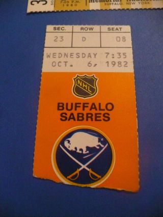 10/6/82 Buffalo Sabres Vs Quebec Nordiques Opener Vtg.  Ticket Stub -