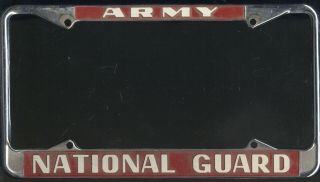 Old License Plate Frame,  Army National Guard Advertising