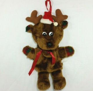 House Of Lloyd Reindeer Kid Stocking Plush Christmas Decor Vintage Caribou Plaid