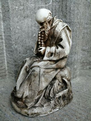 Antique Vintage Chalkware Plaster Monk Statue Figure