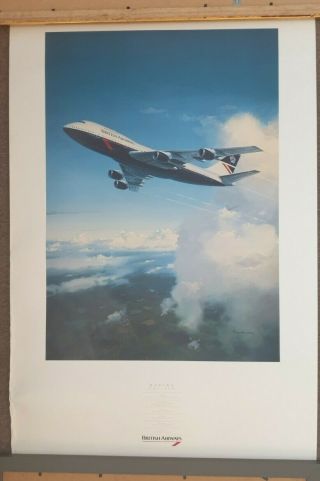 British Airways Vintage Boeing 747 - 200 Travel Shop Poster.  Ba Item