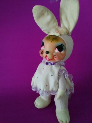Vintage Rubber Face Bunny Rushton Type 1950s Stuffed Animal Doll Plush