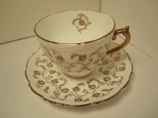 Vintage Coalport Eng China Tea Cup & Saucer White With Gold Design Very Pretty