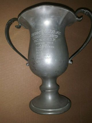 Vintage Swimming Trophy 1919 Berkelely Ca - Loving Cup - Derby Silver Plate
