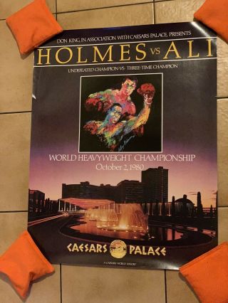 Rare 1980 Larry Holmes Vs.  Muhammad Ali Onsite Boxing Poster Shape