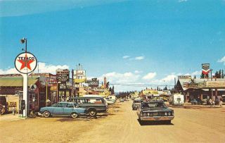 West Yellowstone Montana Street Scene Texaco Chevron Mobilgas Vintage Pc Z25638