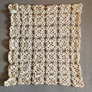11 " - - Vintage Hand Crafted Crochet Rectangular Cream Lace Dollie