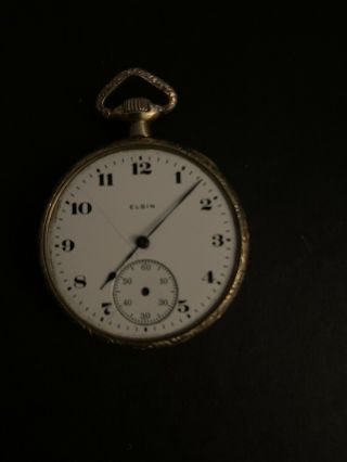 Antique 1909 Elgin Gold Filled Open Face Pocket Watch