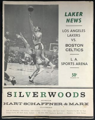 1962 - 63 Laker News Basketball Program Los Angeles Lakers Vs Boston Celtics