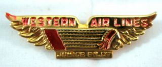 Vintage Western Airlines Junior Pilot Wings Indian Chief Mini Lapel Pin Badge
