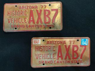 Arizona Historic Copper License Plate Pair Axb7