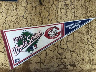 Vintage Baseball Pennant Flag 1990 World Series Cincinnati Reds