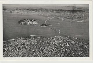 San Francisco California Aerial View Of Bay Vintage Postcard - C1930 