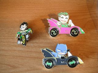 Batman,  Robin,  Joker 3 Pin Set - 2 1/2 " - Little League World Series Pins - Mi 5