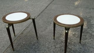 Pair Vintage Mid - Century Stacking Occasional Tables Danish Modern Era