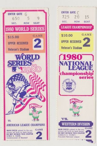 1980 World Series Ticket Stub Game 2 Phillies Vs Royals,  1980 Nlcs Stub