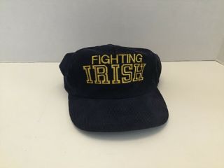 Vintage Ncaa Notre Dame Fighting Irish Football Blue Corduroy Hat
