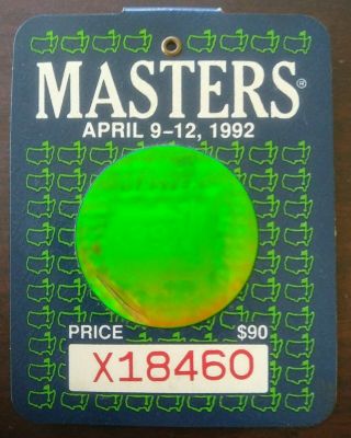 Masters Badge Ticket Augusta National 1992 Tiger Woods Holographic