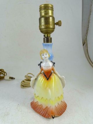 Antique German Porcelain Figural Half Doll Art Deco Pin Up Girl Lamp Dancer Vtg