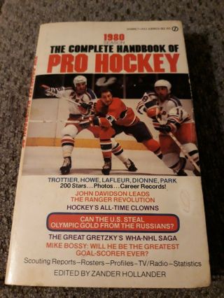 1980 Book Of The Complete Handbook Of Pro Hockey By Zander Hollander.