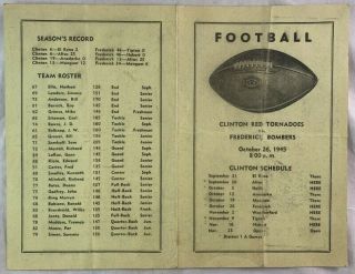 Wwii Era Oklahoma High School Football Program Clinton V Frederick Bombers 1945