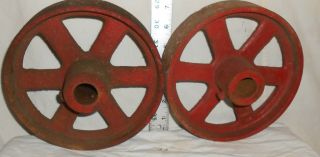 Pair Antique 6 Spoke 1 " Axle Iron Wheels 7 1/4 X 1 5/8 Hit&miss (set - 2 Wheels)