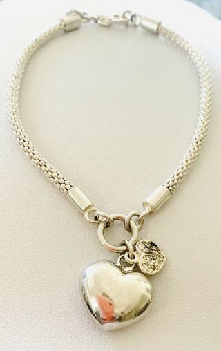 Vintage Sterling Silver 925 Bracelet With Heart Charm