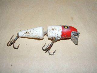 VINTAGE 3 - 1/4 CE Jt.  Pflueger Palomine Red Head White Body with Sparks 2