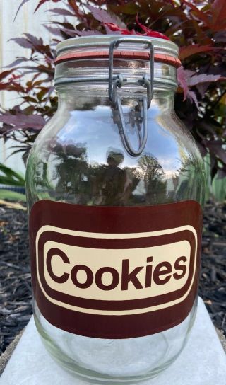 Vintage Carlton Glass 3 L Cookie Jar/canister W/wire Bail Lock Lid