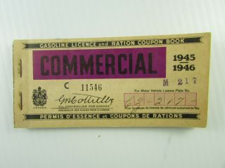 Canada Commercial Gasoline Licence & Ration Coupon Book Licence Plate Cz - 217
